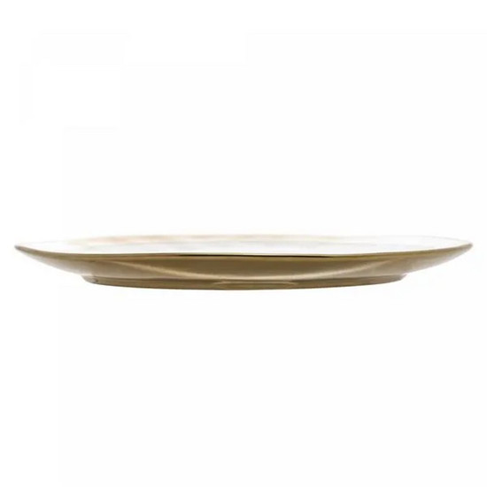 Imagem PRATO PARA SOBREMESA DE PORCELANA DUBAI BRANCO E DOURADO 21CM X 2CM WOLFF