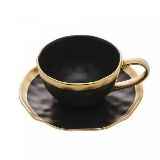 Imagem XÍCARA DE CHÁ DE PORCELANA DUBAI PRETO E DOURADO 200ML WOLFF