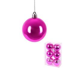 Imagem de JOGO DE BOLA DE NATAL COR ROSA DE PLÁTICO 6 UNIDADES DE 6CM - GRILLO 38329 - Grillo Ltda