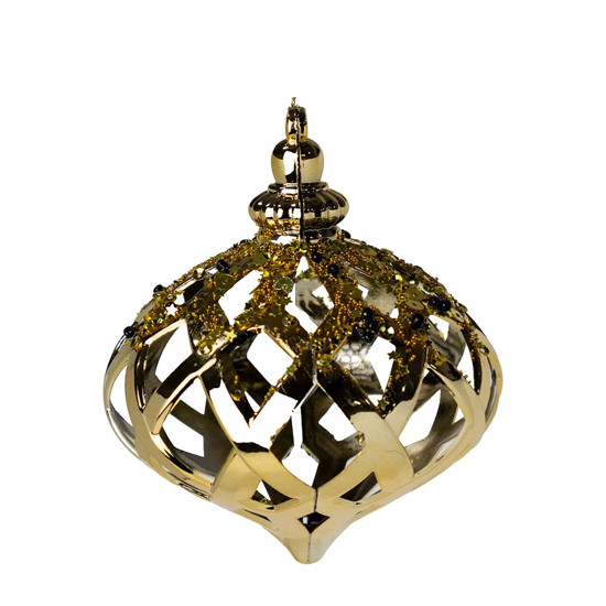 Imagem PENDENTE DECORATIVO DE PLÁSTICO COR DOURADO E PRETO 2 UNIDADES DE 10CM - TOK DA CASA