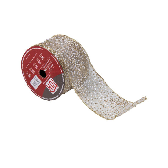 Imagem FITA DECORATIVA DE NATAL COM GLITTER 6.3CM X 9.14M - TOK DA CASA