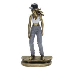 Imagem de ESCULTURA DECORATIVA MULHER SKATISTA EM RESINA 13X7X26CM - MABRUK  - Mabruk Importacao E Comercio Eireli