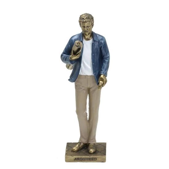 Imagem ESCULTURA DECORATIVA HOMEM ARQUITETO EM RESINA 7,5X7X25,5CM - MABRUK 