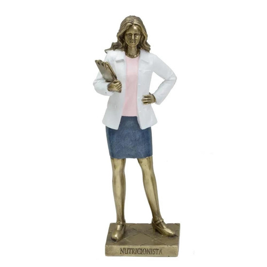 Imagem ESCULTURA DECORATIVA MULHER NUTRICIONISTA EM RESINA 7,5X7X25,5CM - MABRUK 