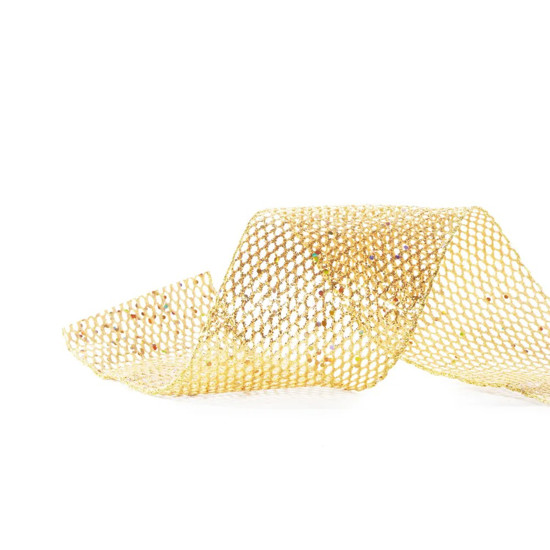 Imagem FITA TELA DECORATICA COR DOURADO 10CM X 4,57 METROS - CROMUS 