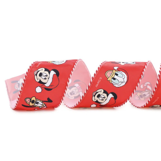Imagem FITA DE CETIM TURMA DO MICKEY COR VERMELHO 6,3CM X 9,14 METROS - CROMUS 