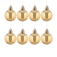 Imagem de JOGO DE BOLA DE NATAL COR DOURADO DE PLÁSTICO 8 UNIDADES DE 3CM - GRILLO 52363 - Grillo Ltda