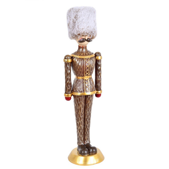 Imagem BONECO DECOR NATALINO SOLDADO REAL COR MARROM EM RESINA 10X11X41 CM - GRILLO 57323