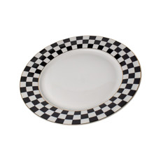 Imagem de PRATO RASO EM PORCELANA COR BRANCO COM PRETO 27CM - TOK DA CASA - Cromus Embalagens Ind. E Com. Ltda