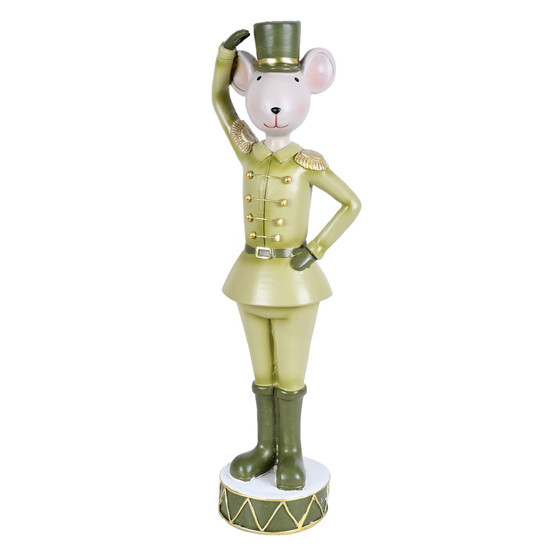 Imagem BONECO NATALINO CAMUNDONGO DECORATIVO COR VERDE EM RESINA 6X8X27 CM - GRILLO 57321