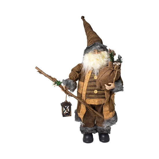 Imagem PAPAI NOEL DECORATIVO EM PÉ SEGURANGO SACO DE PRESENTE E LAMPARINA 60CM - TOK DA CASA