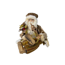 Imagem de PAPAI NOEL DECORATIVO SENTADO COM SACO DE PRESENTES COR DOURADO 45CM - TOK DA CASA - Cromus Embalagens Ind. E Com. Ltda