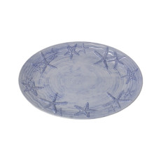 Imagem de TRAVESSA OVAL EM MELAMINA COM BORDA ESTRELA DO MAR COR AZUL 35X27X3CM - Inverno Verao Comercio De Modas E Decoracao Eireli