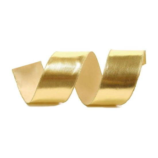 Imagem FITA ARAMADA DECORATIVA DOURADA EM POLIÉSTER 6,3CM X 9,14M