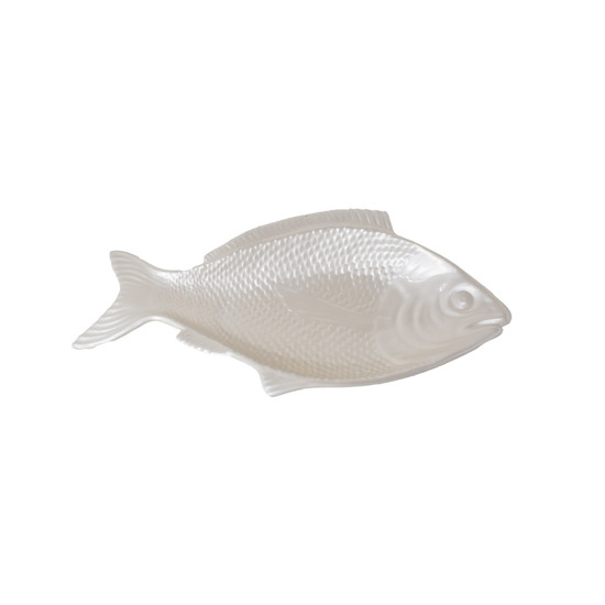 Imagem TRAVESSA EM FORMATO DE PEIXE GRANDE DE MELAMINA COR PEROLA 51X27X4,5CM 