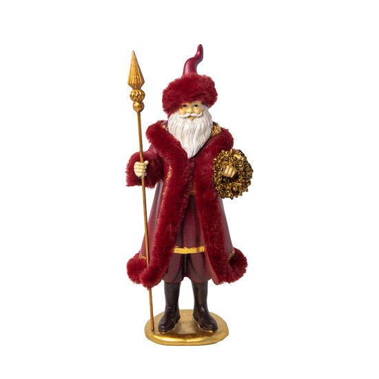 Imagem PAPAI NOEL DECORATIVO EM RESINA COR VERMELHO COM DOURADO 36CM - CROSS