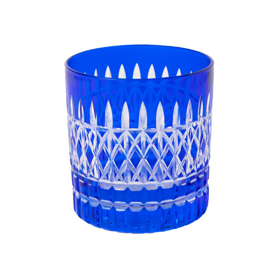 Imagem COPO BAIXO PARA WISKY EM CRISTAL COR AZUL 8,5X8,5X9CM 