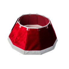 Imagem de SAIA RÍGIDA VERMELHA E BORDA BRANCA PARA ÁRVORA DE NATAL 68X68X17 CM - Cromus Embalagens Ind. E Com. Ltda
