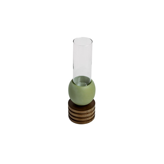 Imagem VASO LAGUNA BAIXO EM VIDRO COM DETALHE VERDE 29X9X9 CM
