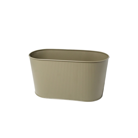 Imagem CACHEPOT DUPLO LISTRAS COR VERDE CONCRETO DE METAL 29X16X15CM 