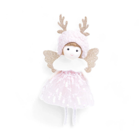 Imagem ANJO NATALINO DECORATIVO PARA PENDURAR EM POLIÉSTER ROSA 18X6 CM