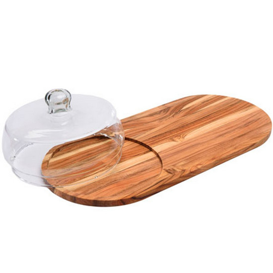 Imagem TRAVESSA OVAL EM MADEIRA TECA SILVIA MARROM 45X20 CM