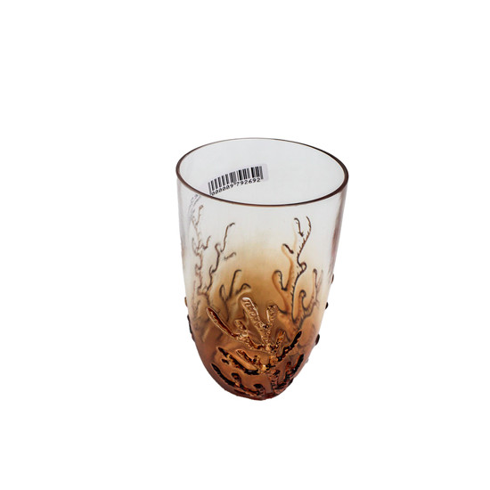 Imagem COPO LONGO LARANJA EM ACRÍLICO COM CORAL MARINHO EM ALTO RELEVO 680ML 15X8X8 CM