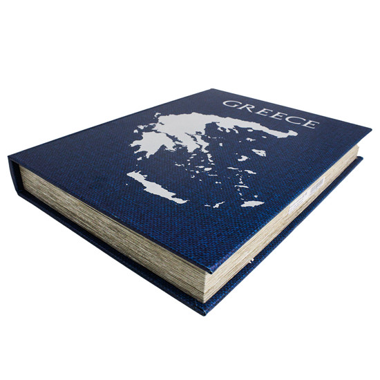 Imagem LIVRO CAIXA AZUL COM DETALHES PRATEADOS 5X36X27 CM