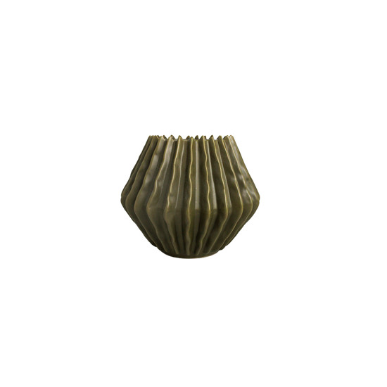 Imagem VASO DECORATIVO EM PORCELANA VERDE OLIVA 20X19 CM