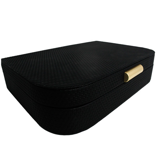 Imagem CAIXA DECORATIVA EM CORINO E MDF PRETO 6X28X20 CM