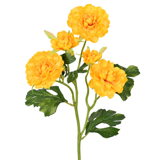 Imagem HASTE PERMAMENTE DECORATIVA DE CAMÉLIA AMARELA EM PLÁSTICO MOLDÁVEL 50X10 CM