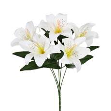Imagem de HASTE BUQUÊ PERMANENTE DECORATIVA DE LÍRIO TIGRE CREME EM PLÁSTICO MOLDÁVEL 36X10 CM - Grillo Ltda