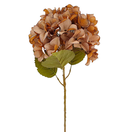 Imagem HASTE PERMAMENTE DECORATIVA DE HORTÊNCIA MARROM EM PLÁSTICO MOLDÁVEL 60X10 CM