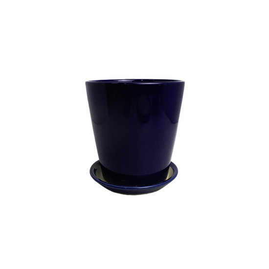 Imagem VASO MÉDIO DECORATIVO EM CERÂMICA AZUL MARINHO 16X15 CM - GRILLO 968500