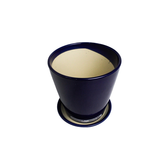 Imagem VASO MÉDIO DECORATIVO EM CERÂMICA AZUL MARINHO 16X15 CM - GRILLO 968500