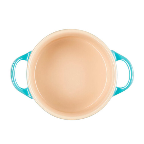 Imagem MINI COCOTTE EM CERÂMICA AZUL CARIBE COM TAMPA 250ML  8X14X11 CM - LE CREUSET