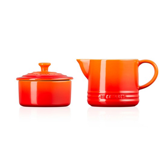 Imagem CJ CREAM 300ML E SUGAR 250ML SIGNATURE EM CERÂMICA LARANJA 9X21X11 CM LE CREUSET