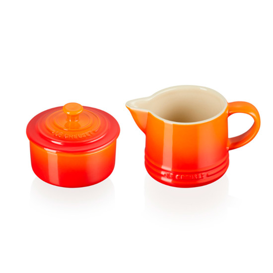 Imagem CJ CREAM 300ML E SUGAR 250ML SIGNATURE EM CERÂMICA LARANJA 9X21X11 CM LE CREUSET