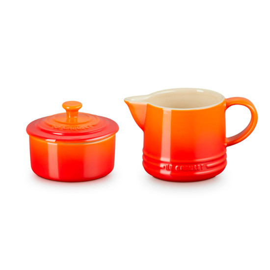 Imagem CJ CREAM 300ML E SUGAR 250ML SIGNATURE EM CERÂMICA LARANJA 9X21X11 CM LE CREUSET