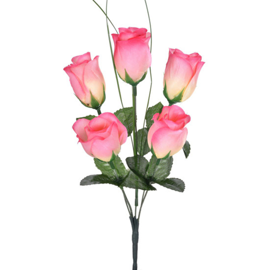 Imagem BUQUÊ DECORATIVO DE BOTÕES DE ROSA EM PLÁSTICO MOLDÁVEL E CETIM ROSA - GRILLO