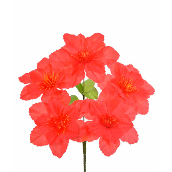 Imagem BUQUÊ DECORATIVO DE DÁLIA VERMELHA EM CETIM E PLÁSTICO MOLDÁVEL 33X26 CM - GRILLO