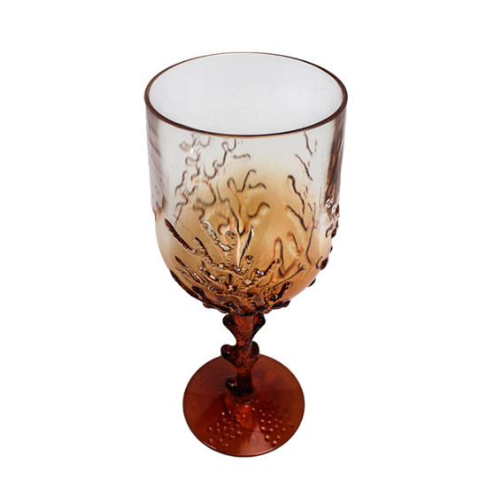 Imagem TAÇA EM ACRÍLICO LARANJA COM CORAL MARINHO EM ALTO RELEVO 470ML 23X9X9 CM