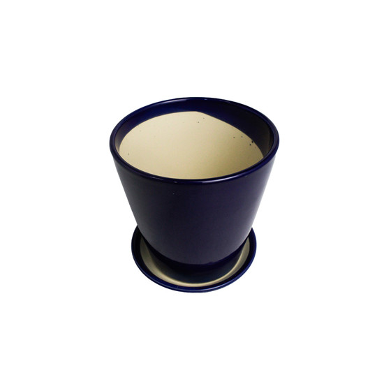 Imagem VASO MÉDIO DECORATIVO EM CERÂMICA AZUL MARINHO 16X15 CM - GRILLO 968500