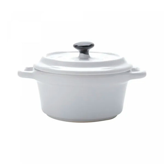 Imagem MINI CAÇAROLA EM PORCELANA BLACK LID BRANCA 13X10 CM - WOLFF