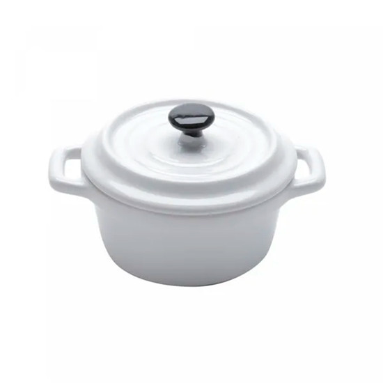 Imagem MINI CAÇAROLA EM PORCELANA BLACK LID BRANCA 13X10 CM - WOLFF