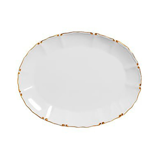 Imagem TRAVESSA CRISTAL COR BRANCO E DOURADO DE CERÂMICA 42X32X3,5CM 