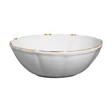 Imagem de TIGELA DE CERÂMICA COR BRANCO COM DOURADO 27,5X27,5X9,5CM - SCALLA - Scalla Ceramica Artistica Ltda-Epp