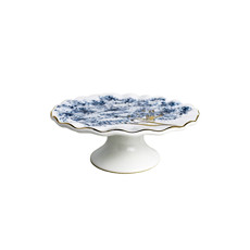 Imagem de PORTA PETIT FOUR EM CERÂMICA BRANCA E AZUL COM PÉ 20X6 CM - SCALLA CERÂMICA - Scalla Ceramica Artistica Ltda-Epp