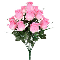 Imagem de BUQUÊ ROSA DECORATIVO PERMANENTE DE ROSAS CREME EM PLÁSTICO MOLDÁVEL 50X30CM GRILLO - Grillo Ltda