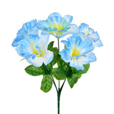 Imagem de BUQUÊ DECORATIVO PERMANENTE DE HIBISCUS AZUL CLARO EM PLÁSTICO MOLDÁVEL 21X17CM - Grillo Ltda